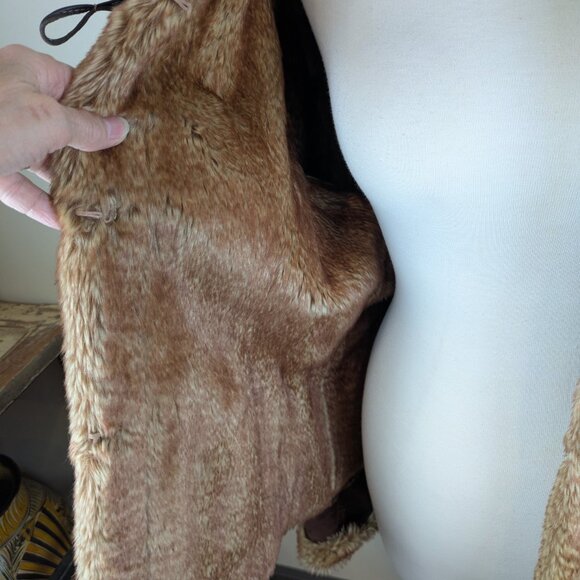 Vintage Y2K Penny Lane Suede Guess Hoodie Hooded Coat w/ Faux Fur Lining L - Picture 8 of 11